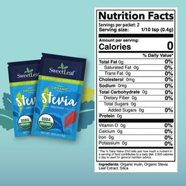 SweetLeaf Organic Stevia Packets - Zero Calorie Stevia Powder, No Bitter Aftertaste, Sugar Substitute for Keto Coffee, Nothing Artificial, Non-GMO Stevia Sweetener Packets, 70 Count (Pack of 2)
