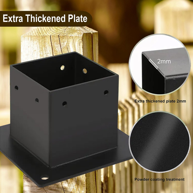 Zlinke 6 PCS Metal 4×4 Post Base,Inner Size 3.5"x3.5" Post
