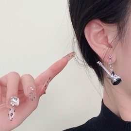 Punk Guitar Dangle Drop Earrings for Women Men Hip Hop Statement Crystal Musical Instrument Charm Bass Electric Guitar Musical Note Stud Earring Fashion Concert Party Jewelry Gifts
