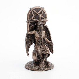 Veronese Design 8 1/2 Inch Baphomet Sitting on The Globe Fallen Wiccan Resin Statue Bronze Finish