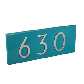 modbox USA Modern 15" x 6'" Address Plate with Aluminum House Numbers (turquoise)