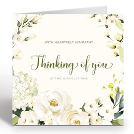 Ruby Ashley Thinking of You Card - With Heartfelt Sympathy Card with White Floral Design Condolence, Thinking Of You, Sorry For Your Loss Card Made in the UK