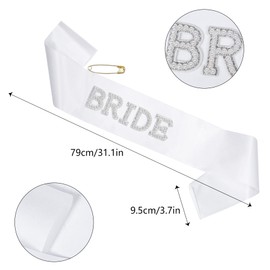 Dmnnlp 2Pcs Bride Sash and Bride to Be Badge, Hen Party Accessories for Wedding Bachelorette Party, Bride Shower, Hen Night Party Decorations, White