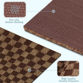 Runner Rug 2FT x 6FT, AYOHA 2'-82' Utility Carpet Runner for Entryway Hallway Aisles Balcony Garages, Area Rugs with Non-Slip Rubber Backing, Checkered Brown (Available Custom Sizes)