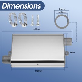 YiEC ZAN 24mm Exhaust Muffler Pipe Upgraded for Chinese for Eberspacher Diesel Heaters Air Compressor with 2 clamps and screws, Silver