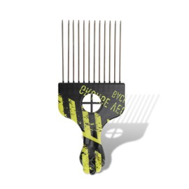 VOCOSTE Metal Hair Pick, Hair Picks for Women, Hair Picks for Curly Hair, Afro Pick, Stripe Pattern Hair Styling Pick Comb for Women Men, Yellow Black