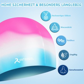 arteesol Swimming Cap for Kids, Boys and Girls Age 5 to 12 Years, Waterproof Swimming Caps for Kids, Swimming Hat, Comfortable Fit, for Long and Short Hair