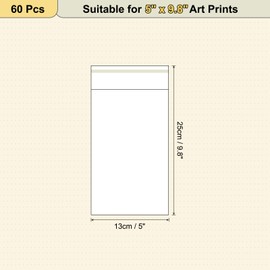 sourcing map 9.8"x 5.1" Acid-Free Picture Sleeve, 60 Pack Crystal Clear Photo Sleeves Storage Bags Transparent Sealing Bag for 5.1"x 8.3" Art Prints, Pictures, Photos, Frame Mats Mattes