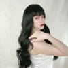 Long Curly Wavy Wig with Bangs Women Fashionable Synthetic Heat
