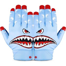 Football Gloves Limited Edition Fit Youth Football Gloves Tacky Football Gloves Men, Football Gloves for  8-12 Receiver Gloves Adult/Football Gloves Youth - Color: Shark/Blue, Size: Adult- Medium