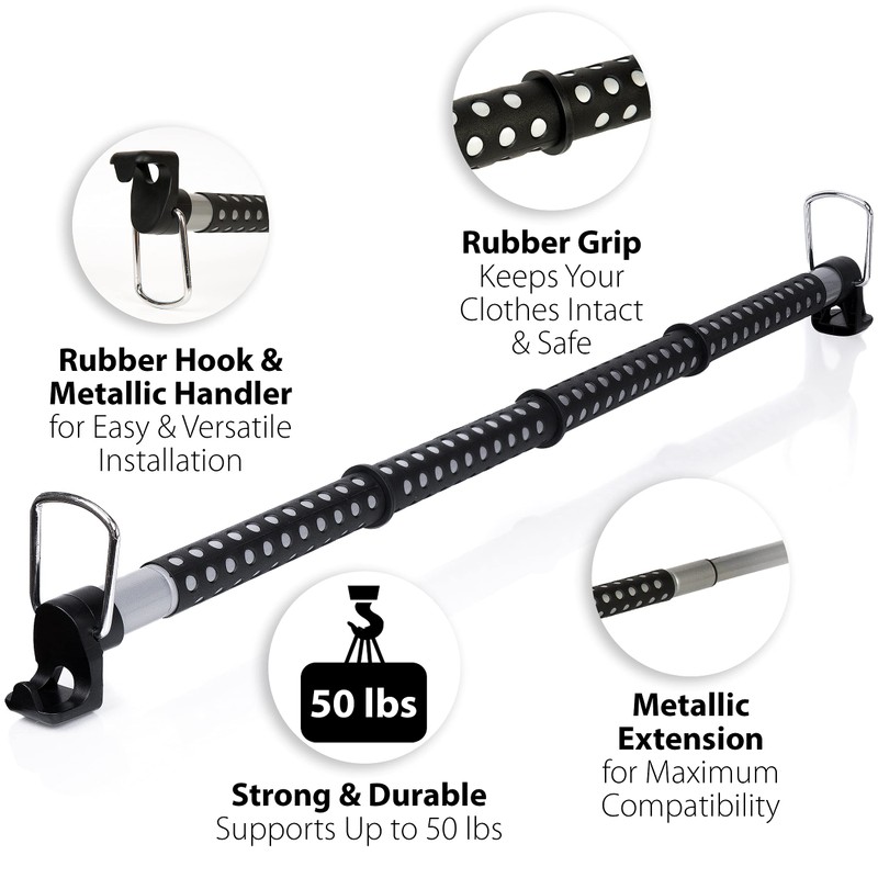 ZONETECH Car Expandable Clothes Hanger Bar - Premium Quality Classic
