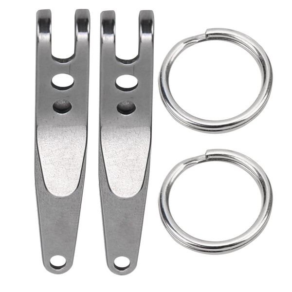 Socobeta Suspension Pocket Clip, Outdoor Belt Clip, Stainless Steel Hanging Buckle Key Ring Holder with Key Fob, Pack of 2, Defult.