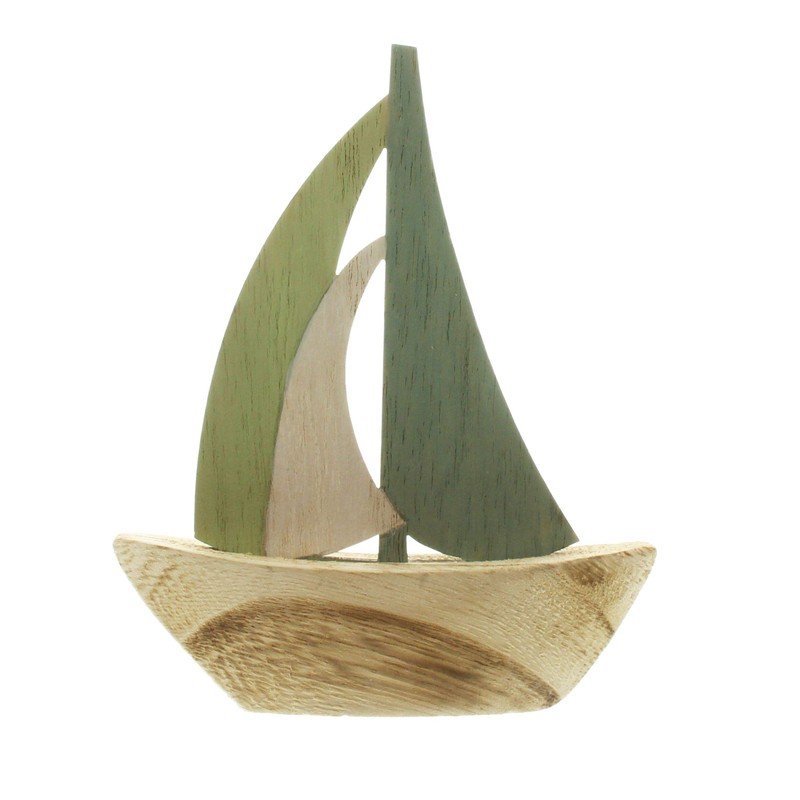 FRANK FLECHTWAREN Nautical Decorative Figurine Sailing Boat AHOI Set of