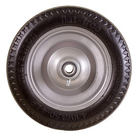Marathon 4.10/3.50-4" Flat Free Hand Truck Tire on Wheel, 2.25" Offset Hub, 5/8" Ball Bearings, Sawtooth Tread