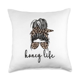 Honey Life Grandma Messy Bun Honey Grandmother Throw Pillow