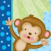 Unique Boy Monkey Baby Shower Cocktail Napkins,  5" x 5” (16ct)