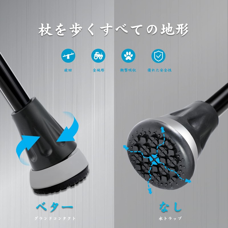 REHAND すべての地形の杖 - 折りたたみ杖 - お中元 敬老の日- 杖 男性用と女性用の8段階調節介護杖 -