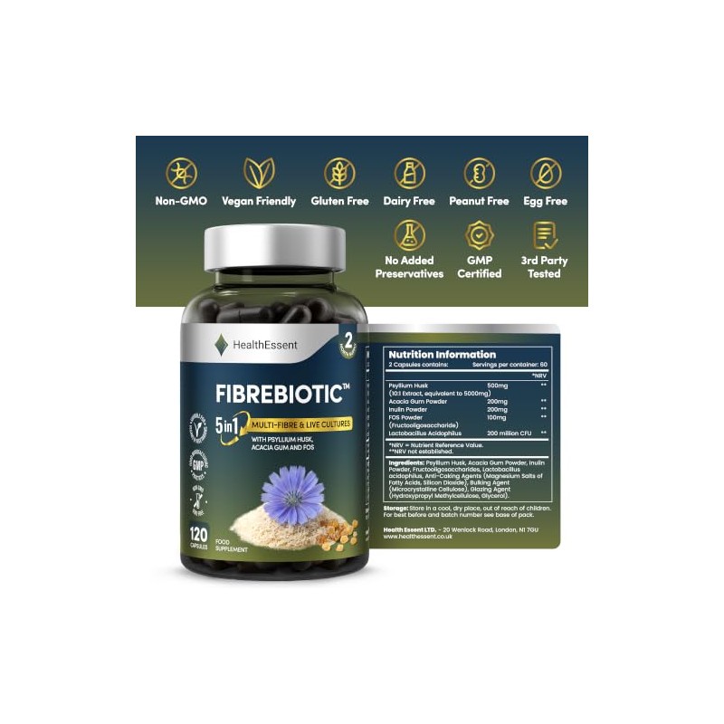 HealthEssent Multi-Fibre Bio Cultures 5500mg + Psyllium Husk Acacia Gum