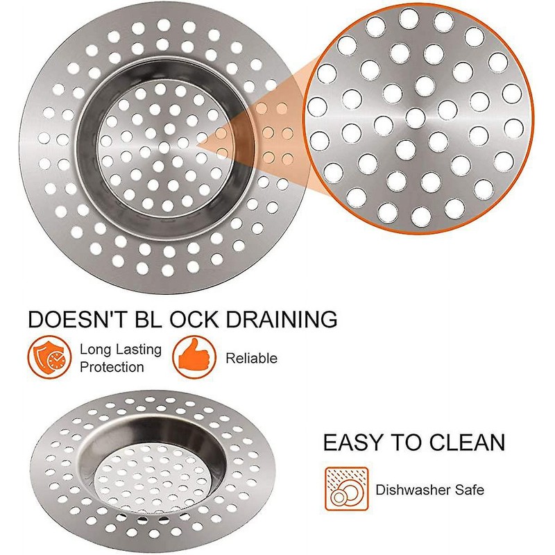 Stainless Steel 2Pcs Kitchen Sink Strainer Plug Standard Dual Function