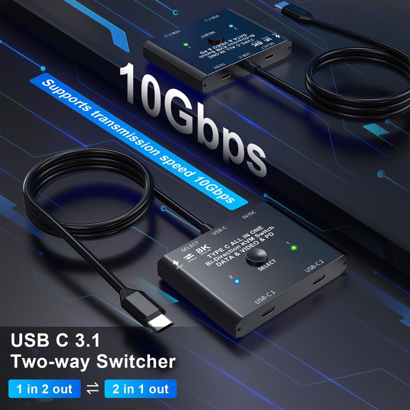USB C Switch 2 PC 8K @ 60Hz 4K @