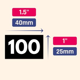 15 Sets - Number Stickers 1-100, Waterproof Vinyl - White Numbers, 40 x 25 mm