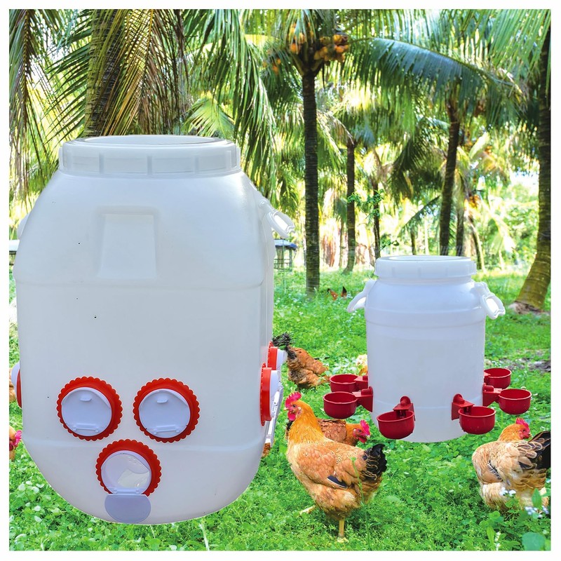 ZLMDK Rainproof Chicken Feeder and Chicken Waterer Set (13 Gallon/60
