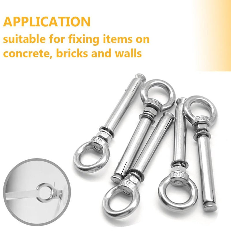 Hocansen 5Pcs Concrete Eye Bolt M8x90mm Expansion Eyebolt Eye Nut