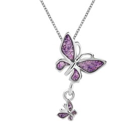 KunBead 18 inch Purple Dainty Butterfly Love Charm Birthday Pendant Necklace Jewelry for Women Mom Sister Daughter