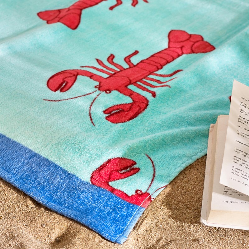 Catherine Lansfield Lobster 76x160cm Cotton Beach Towel Red