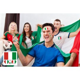 Italian Flag Tattoos,10 Sheets Italy Temporary Face Stickers,40 Pcs Waterproof Sweat Sports National Flag Removable Fake Tattoos For Men Teenages Women(Italy)