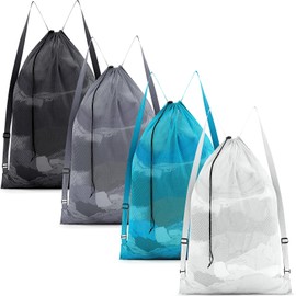Wesnoy 4 Pcs Large Mesh Laundry Bag with Adjustable Drawstring Closure 24 x 36 Inches Travel Laundry Bags for Dirty Clothes Machine Travel Washable College Dorm Sports (Classic)