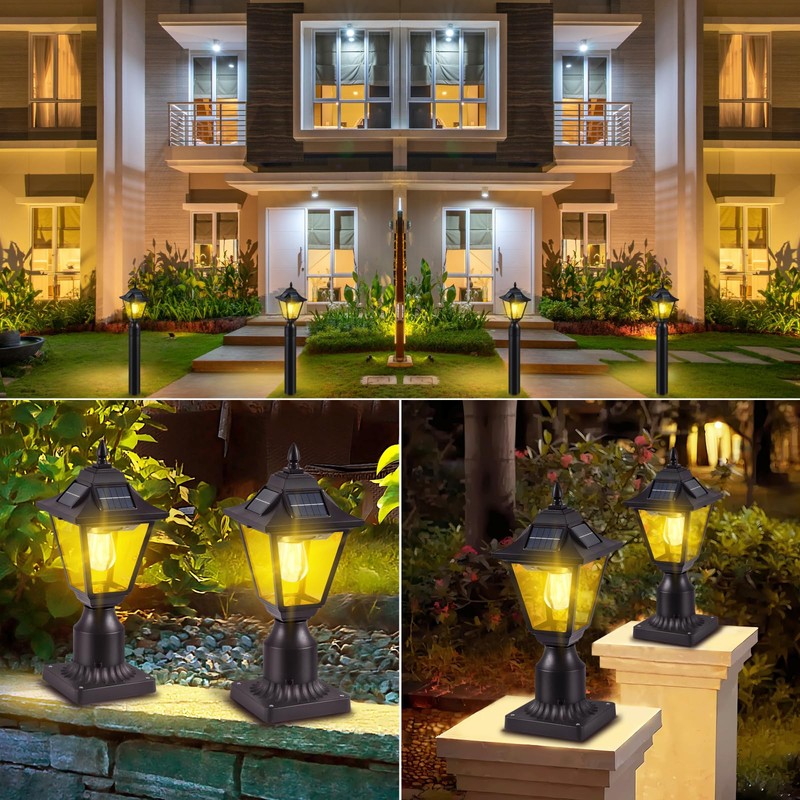 DARIISI 2 Pack Solar Post Lights, Motion Sensor Solar Lamp