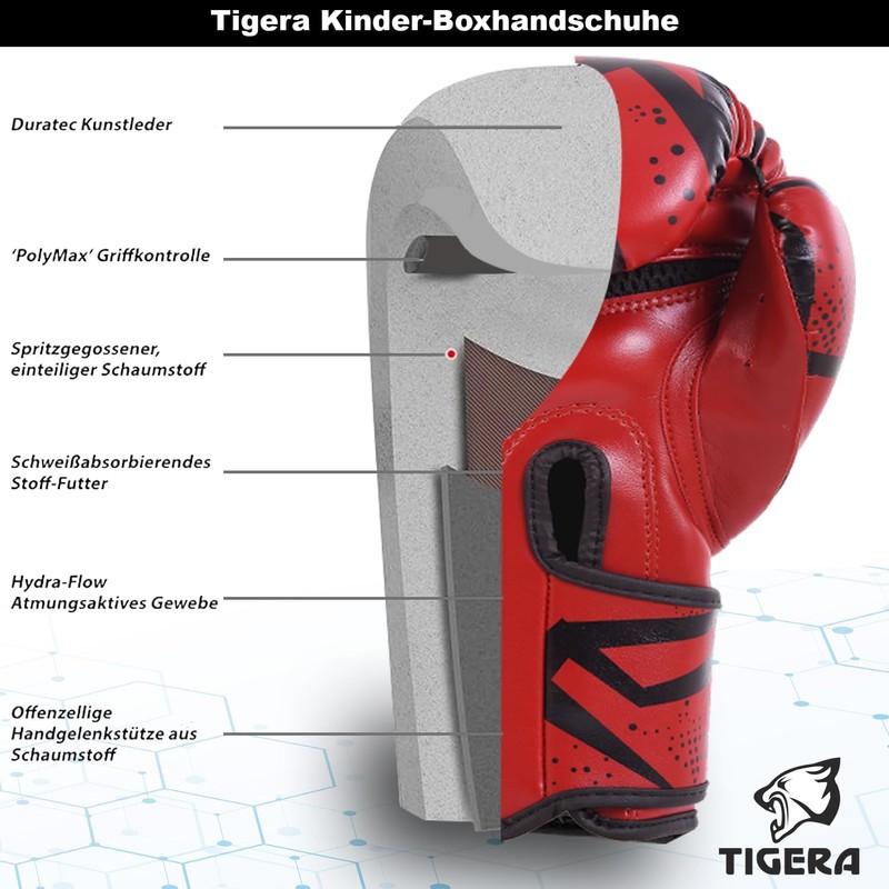 Tigera Children's Boxing Gloves, Kickboxing, Muay Thai Sparring, Training, Punch