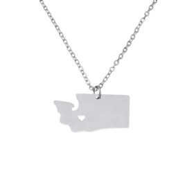Art Attack Stainless Steel I Love Washington Necklace