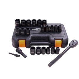 HOYETO 23 PC 1/2-Inch Drive Impact Socket Master Set with 10-inch Quick-release Ratchet Handle & Accessories, SAE and Metric, Chrome Vanadium（Cr-V） Steel