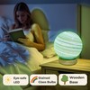 JupiGlow Earth Green Planet Night Light Glass Bedside with Wooden