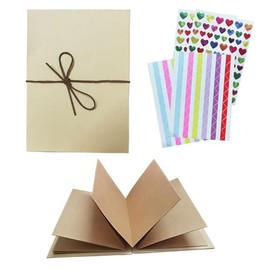 2Set Scrapbook Album 6x8In Photo Album with DIY Accessories, Stretchable Folding Kraft Paper Memory Book Small Album for Wedding Anniversary (Brown)