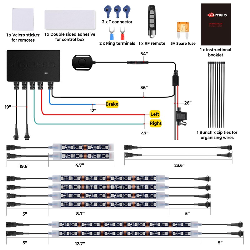 8Pcs Motorcycle Led Underglow Kit with Brake Turn Signal, Motorcycle