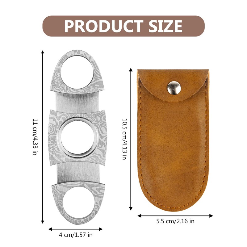 GALAMAX Cigar Cutter, Silver Grain Damascus Stainless Steels Cigar Cutter