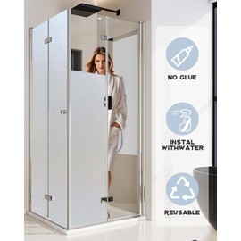 Frosted Glass Window Privacy Film Decorative, Bathroom Privacy Film for Glass Windows Cover, Static Cling, Removable, Reusable, Anti-UV, Anti-Glare, Heat Blocking,（Pure,29.6X78.7Inch）