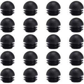 (1-1/4 inch (32mm) Plastic End Caps Plugs, 20Pcs Chair Leg Inserts for Metal Legs Round Tube Inserts Chair Leg Glide Furniture Protectors, Black