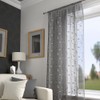 Harrogate Leaf Floral Grey Slot Top Voile Net Curtain Panel