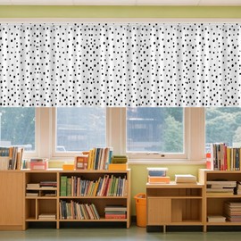 Chumia 6 Pcs Black Polka Dot School Classroom Curtains Reading Corner Decor Back to School Reading Calming Corner Decor for Teaching and Playroom Bedroom 36" x 24"