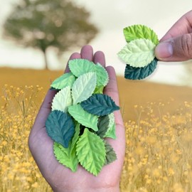 Artificial Leaves 100 pcs Mulberry Paper Roses Leaves 45x25mm DIY Craft Scrapbooking Wedding DIY Craft Supplies Card (Green Tone)