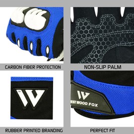 WESTWOOD FOX Motorcycle Gloves for Men and Women, Breathable, Touchscreen, Palm Pads Motorcycle Gloves for BMX, Cycling, ATV, MTB Racing, Road Racing, Climbing, Hiking (Blue, 2XL)
