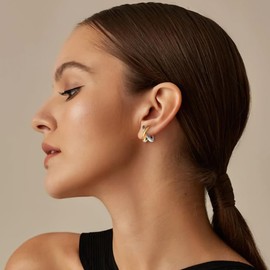 LILIE&WHITE Women's Earrings in Gold and Silver, Modern Design, Gold Plated and Silver Plated, Hypoallergenic, Never Fade, Gift Idea for Women