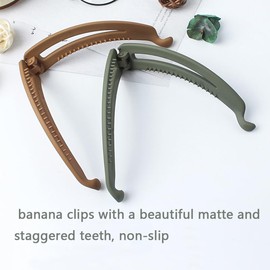 Qiansail 4Pcs Large Banana Hair Clips, Strong Ponytail Holder Clip Matte Non-slip Hair Styling Accessories for Women and Girls (Black, Green, Purple, Coffee)