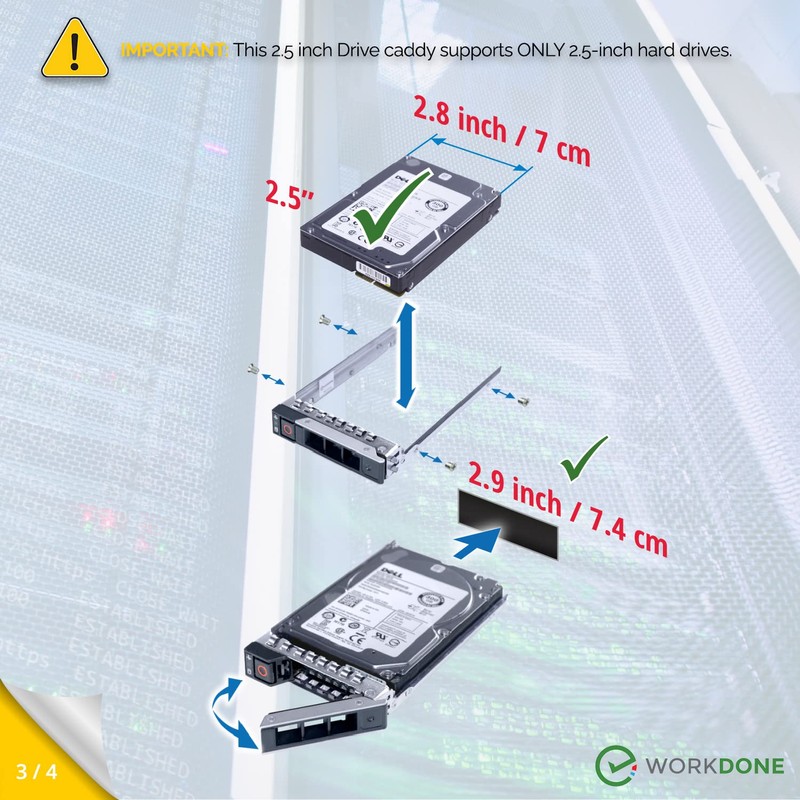 WorkDone 2 Pack 2.5 Inch Hard Drive Caddy - Compatible