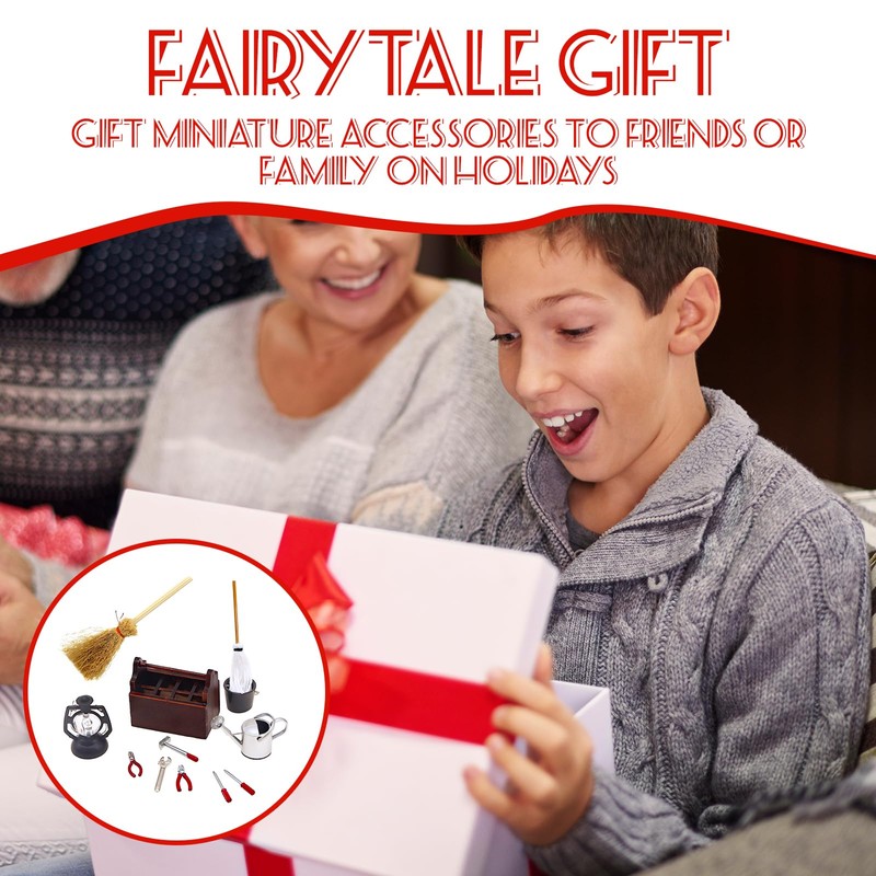 Gfamous Pack of 12 Mini Wooden Tool Box with Tools,