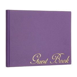 PATIKIL Elegant Guest Book 9"x7" PU Leather Wedding Guest Book Stylish Sign-in Book 50 Sheets Blank 120G Small Medium Paper for Reception Birthday Funeral Special Events Purple